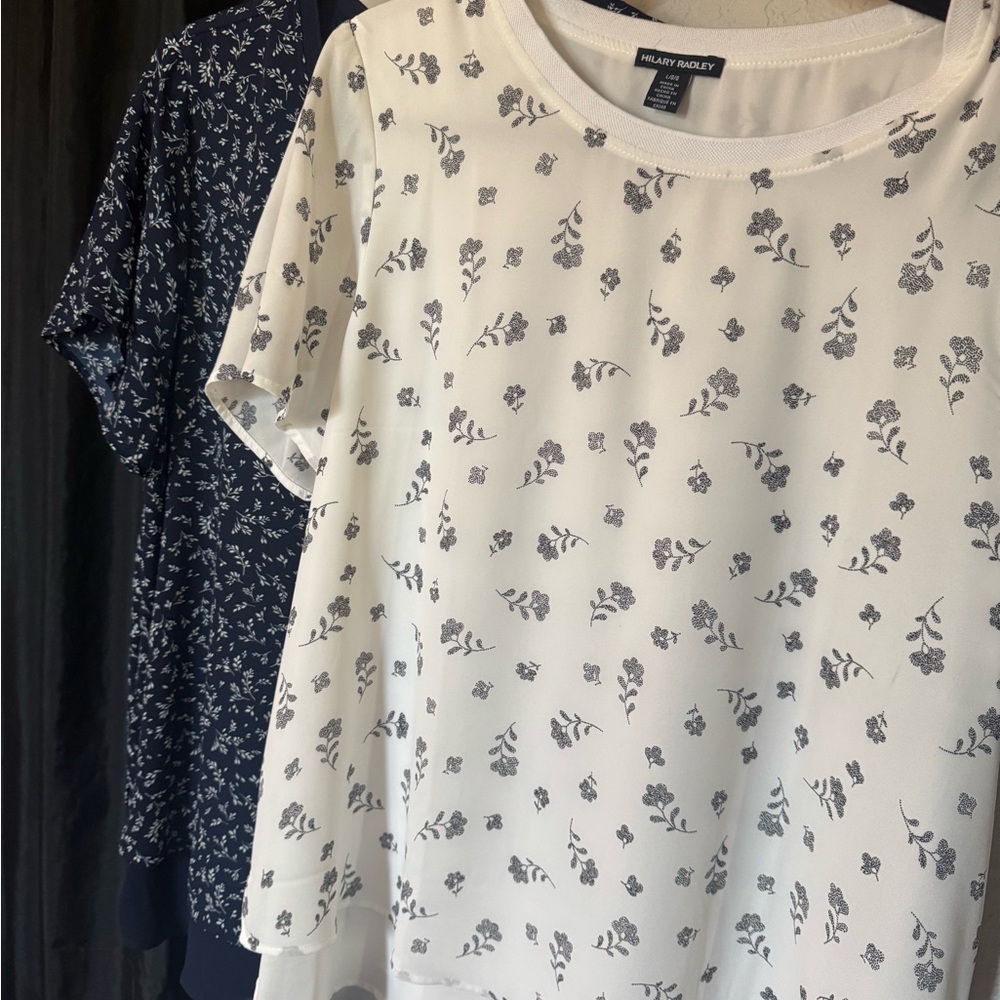 Two Hilary Radley Dressy Tank Tops with Floral Designs